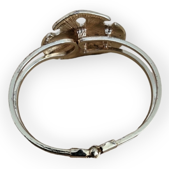 Sand Dollar Goldtone Hinged Cuff Bracelet - Picture 7 of 9